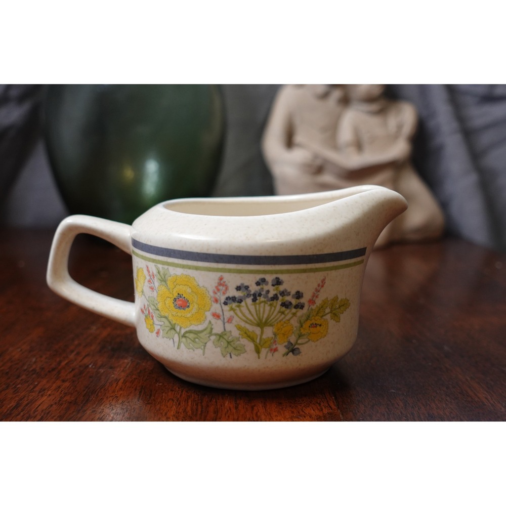 Lenox Temper-ware Summer Spice Creamer Vintage Floral Stoneware Pitcher USA